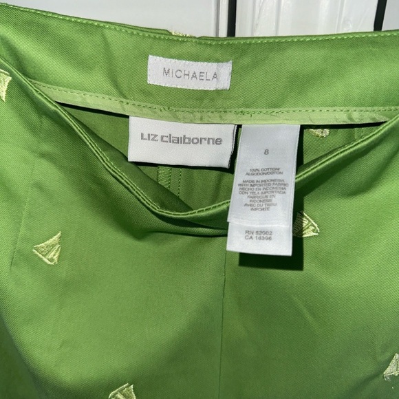 VINTAGE 100% Cotton Green Pants with Sail Pattern - Picture 6 of 6